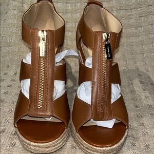 Michael Kors Brown Espadrille Wedges with Straps